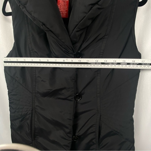 Olsen Down Filled Black Vest Shawl Collar Zip Size 4 Winter Puffer Quilted Warm - Picture 12 of 16